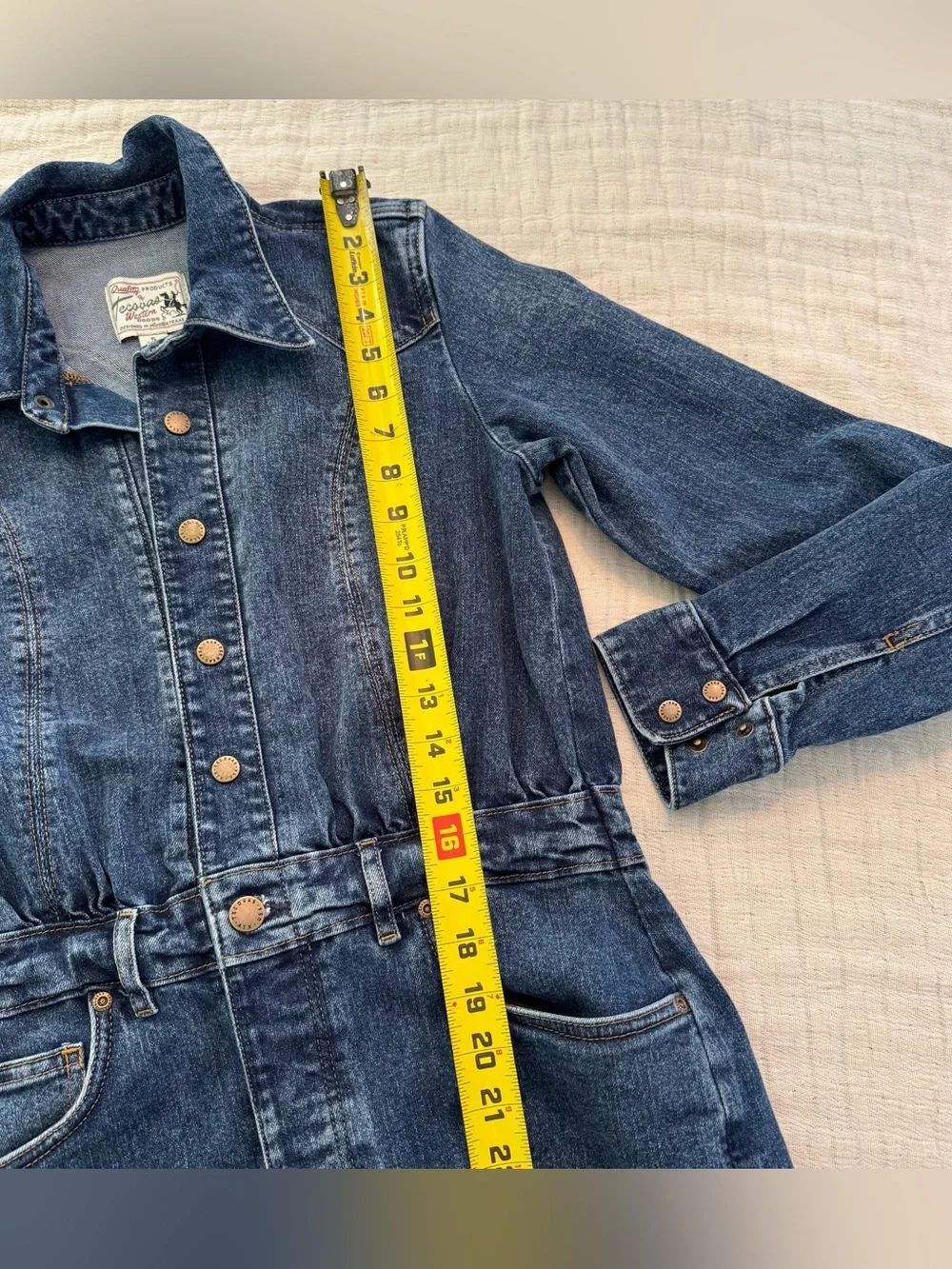 Tecovas Women's Long Sleeve Denim Midi Dress Size Small - Picture 12 of 13